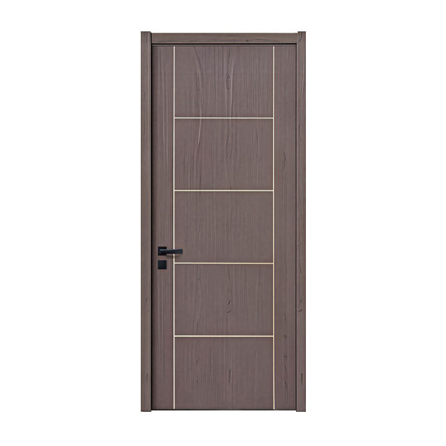 Light Luxury Gold Line Decor Veneer Bedroom Interior Wood Door For Bulk Wholesale