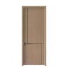 Minimalist Asymmetrical L Shape Metal Line Inlay Melamine Wooden Door Light Wood Grain Interior Door