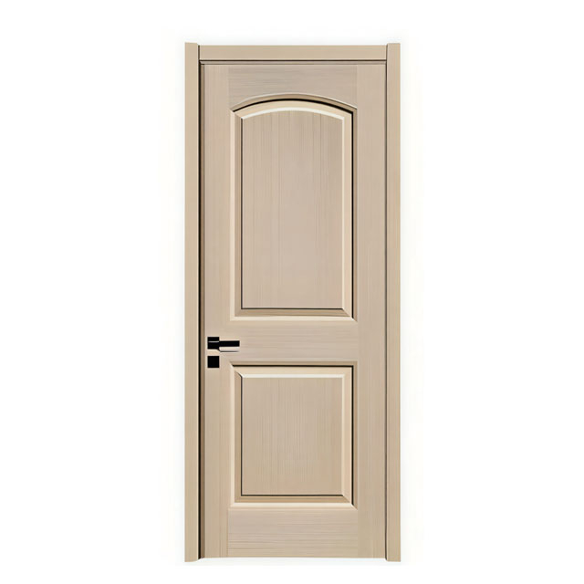 Custom Light Oak Grain MDF Veneer Door Door with Arch Recessed Panels for Residential Project