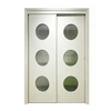 Custom Interior Wood Sliding Door Wardrobe With Modern Round Glass Smooth Surface Design Style