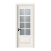 Factory Wholesale White 8-Lattice Frosted Glass Interior Wooden Doors Bulk Supply Bathroom Doors For Hotel, Apartment & Real Estate Projects