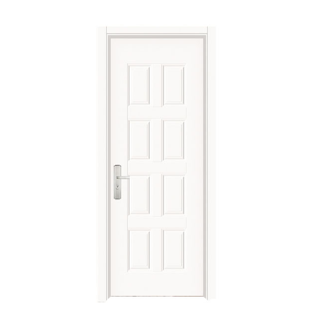Classic 8 Panel Steel Interior Door Waterproof Embossed Steel Door For Apartment & Hotel Projects