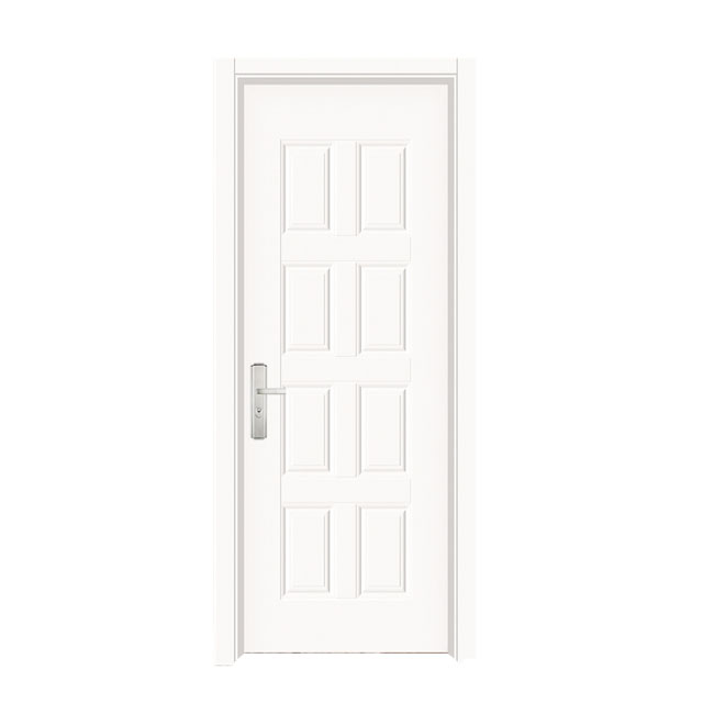 Classic 8 Panel Steel Interior Door Waterproof Embossed Steel Door For Apartment & Hotel Projects
