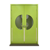 Wholesale Kids Room Double Door, Bright Green Painted Door with Circular Glass, Preschool Project Door