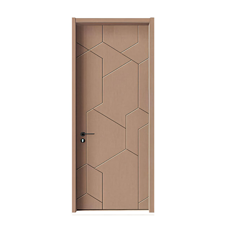 Japanese Minimalist Wood PVC Bedroom Door With Carved Line For Apartment Project