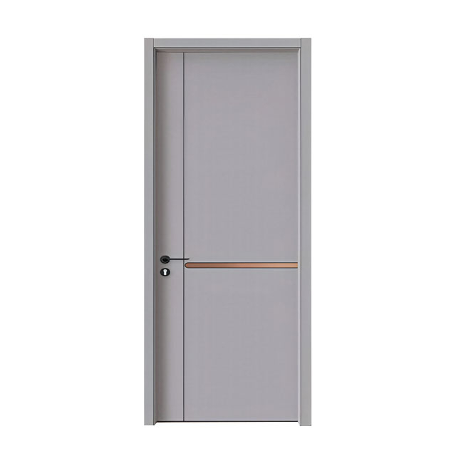 Factory Custom Melamine Bedroom Door, Soundproof Matte Grey Interior Door with Decorative Strip Wholesale