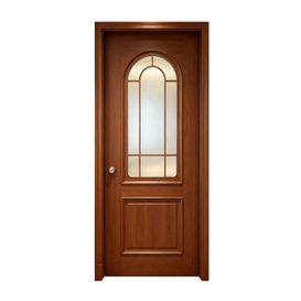European Style Arch Frosted Fluted Glass Solid Wood Interior Door For Hotel & Villa Project
