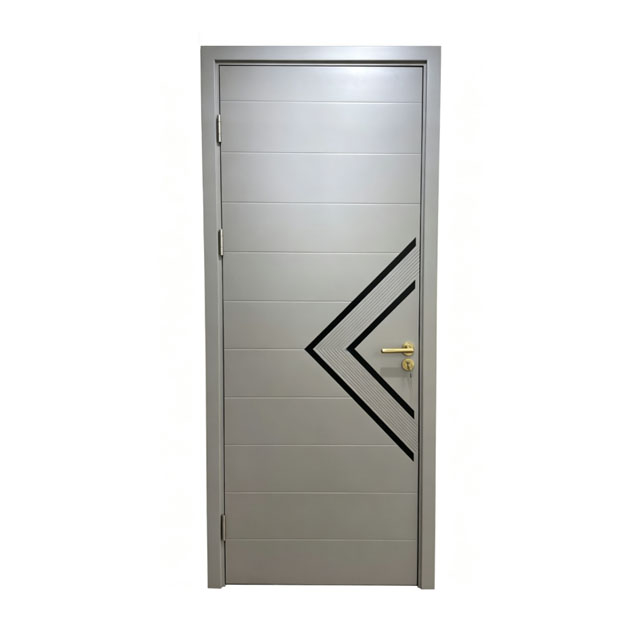 Factory Supply Soundproof Composite Lacquer Silent Interior Door Minimalist Line Design Wooden Door