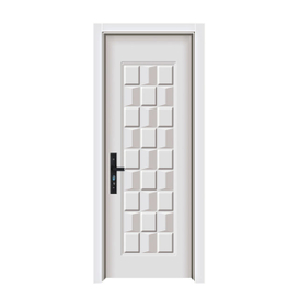 Matte White 3D Cube Embossed Steel Wooden Door Anti-Collision Molded Interior Steel Wood Door