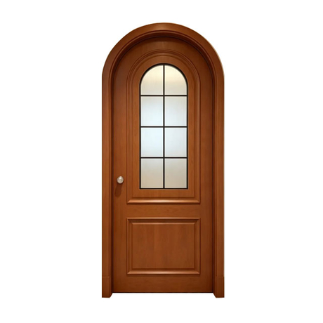 Custom Curved Arch Top Wooden Door, Frosted Divided Light Glass Solid Wood Interior Door, Farmhouse French Interior Door 