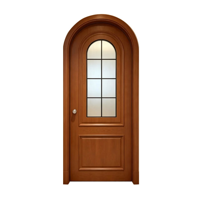 Custom Curved Arch Top Wooden Door, Frosted Divided Light Glass Solid Wood Interior Door, Farmhouse French Interior Door 