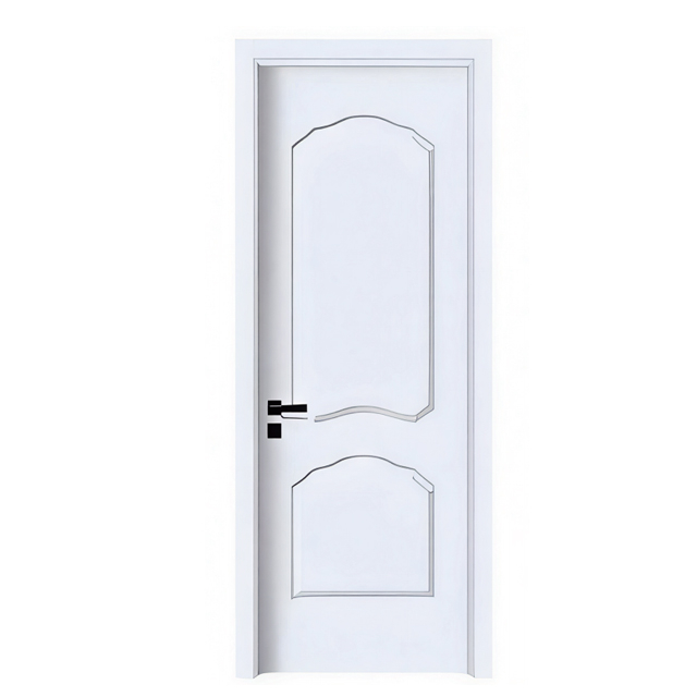 Classic White Molded Interior Door, Two-Panel Curved Groove Design Solid Composite Room Door For Wholesale & Projects