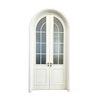 Arched French Double Interior Door White Grooved Glass Arch Wood Door For Villa Home Decoration