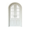 French Arched Double Interior Door with Glass, White Primer Solid Wood Composite Door For Villa Home