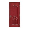 Solid Wood Carved Interior Door Classic Red Veneer Wooden Room Door For Residential Project
