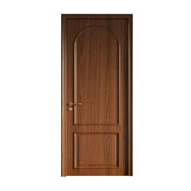 Wholesale Arched Panel Solid Wood Composite Interior Door – Dark Walnut Door with Carved Moldings for Bedroom & Villa B2B Projects